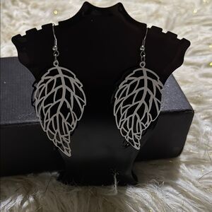 Silver Leaf Drop Earrings